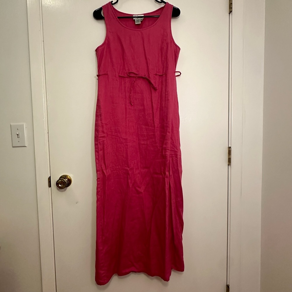100% linen, pink summer dress